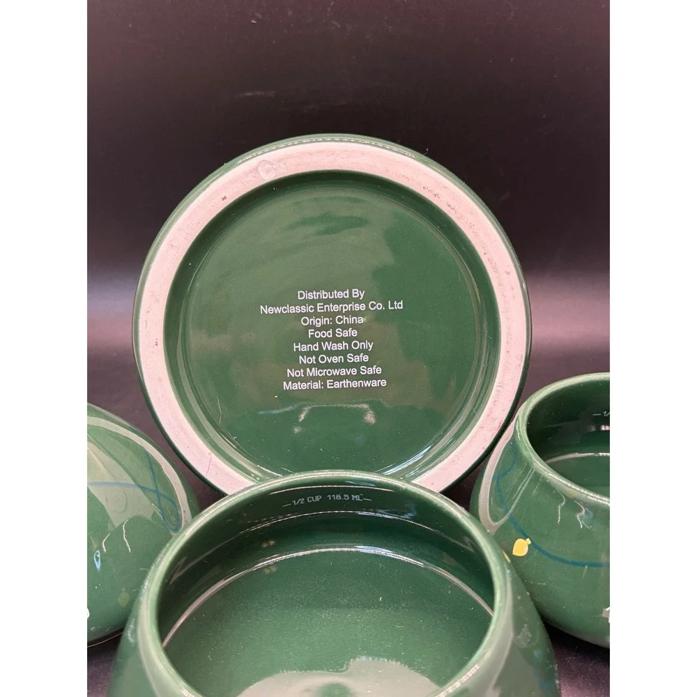 Christmas Tree Ceramic Nesting Measuring‎ Cup Set 4 Piece Green Holiday Decor